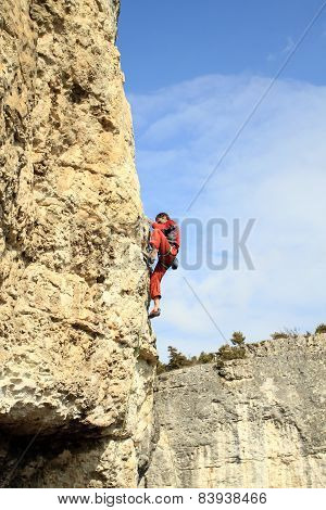 Climbing.