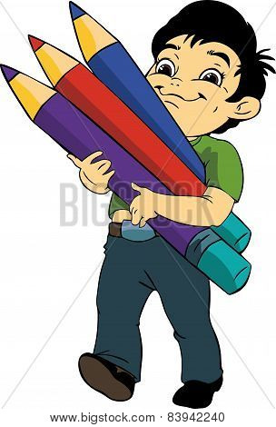 Boy with pencils