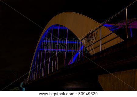 Railway bridge at night