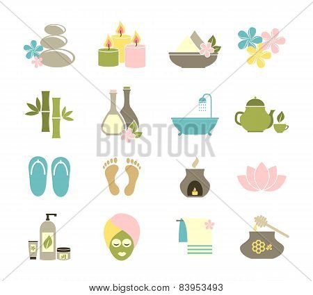 set of flat icons for spa.