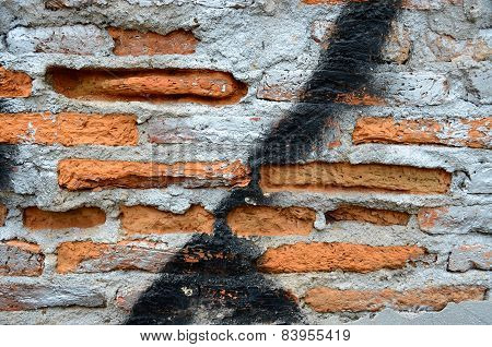 red aged brick background