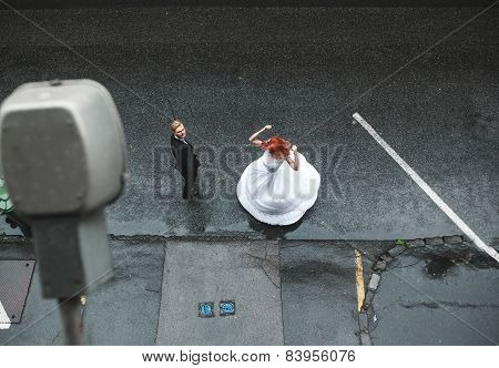 Wedding Couple In A Futuristic Building