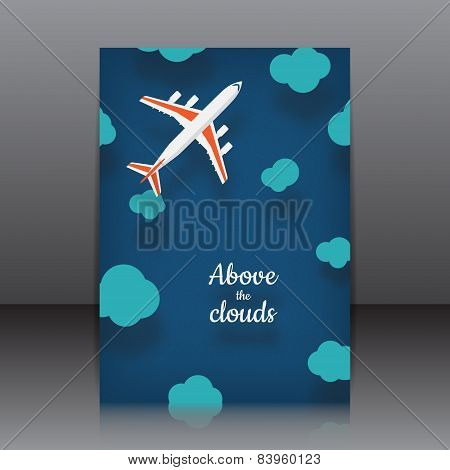 Vector Design Of The Flyer With Plane In Cartoon Style