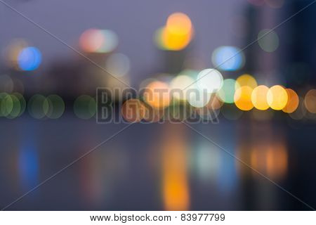 Abstract, Night Cityscape Light Blur Bokeh, Defocused Background.