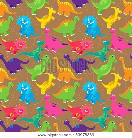 Dinosaur Seamless Tileable Vector Background Pattern