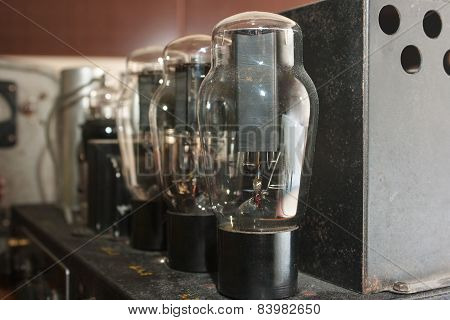 Lamps In Retro Amplifier Closeup