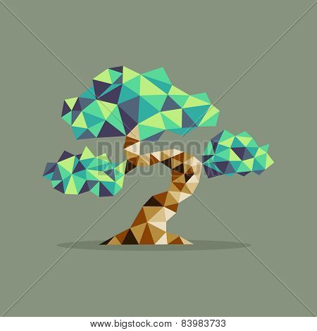 Origami Triangle Bonsai Tree Illustration