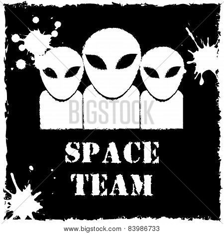 Vector alien space team logo on black background