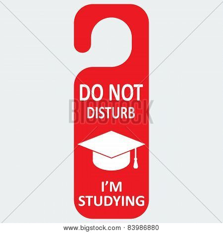 Vector hotel tag do not disturb with studing cap icon
