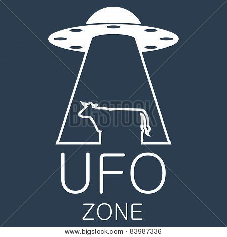Vector ufo zone logo on blue background
