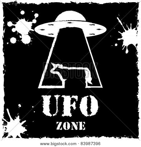 Vector ufo zone cow logo on black background