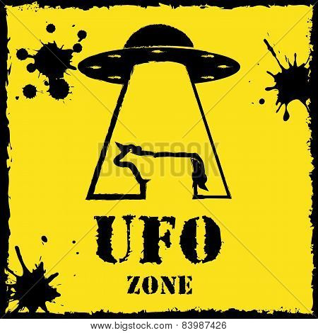 Vector ufo zone cow logo on yellow background