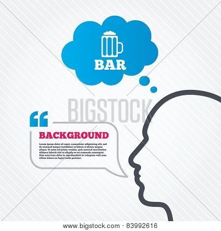 Bar or Pub sign icon. Glass of beer symbol.