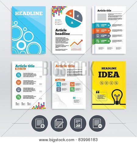 Document icons. File with chart graph.