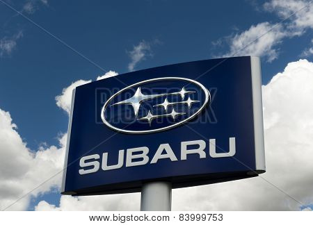 Subaru Automobile Dealership And Sign