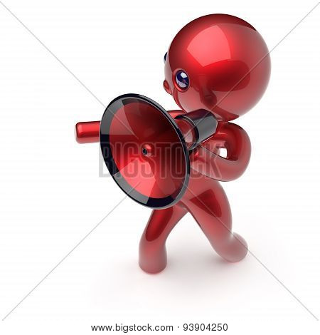 Man Megaphone Character News Making Communication Icon