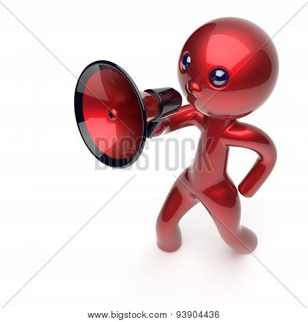 Announcement Man Speaking Megaphone Character Stylized
