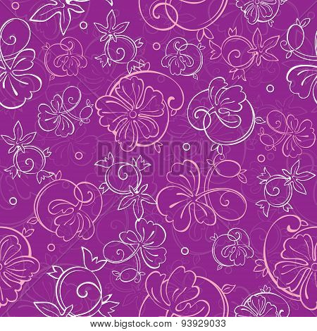 Vector Purple Nature Swirls Seamless Pattern