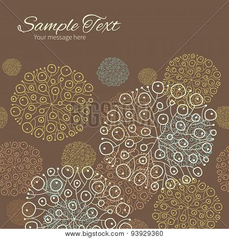 Vector blue brown abstract seaweed texture horizontal frame seamless pattern background