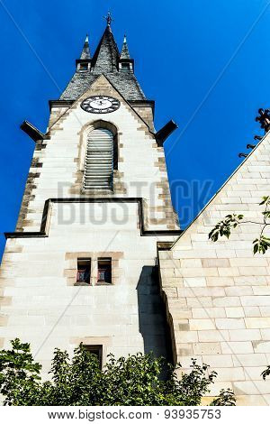 The peace church (Friedenskirche) on the banks of River Main, close to castle - symbol of the city o