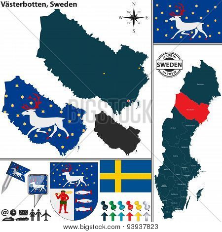 Map Of Vasterbotten, Sweden
