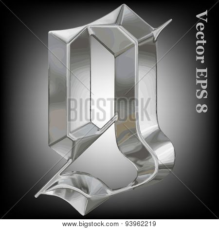 Vector letter g from metal gothic alphabet. Lovercase metal font collection EPS 8