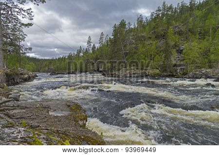 Rapids On Kutsayoki River, Murmansk Region, Russia.