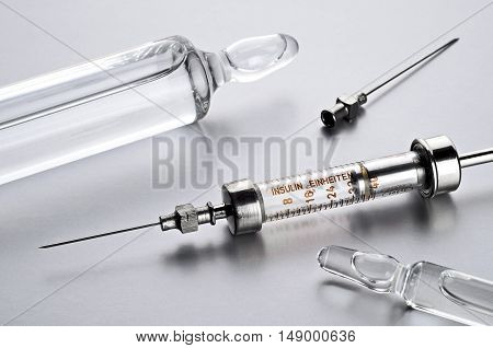 Vintage Insulin Syringe With Insulin Vial