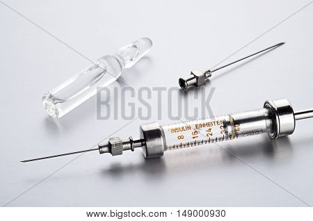 Vintage Insulin Syringe With Insulin Vial
