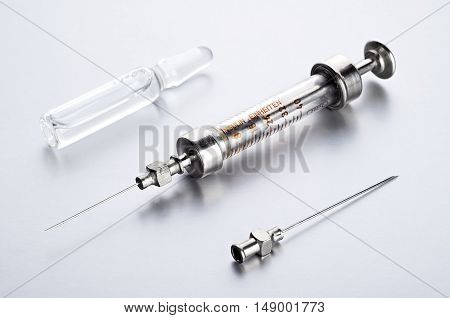 Vintage Insulin Syringe With Insulin Vial