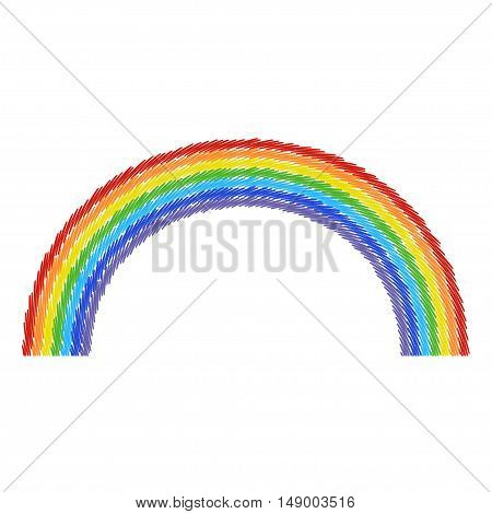 Rainbow isolated on white background. Contain seven main colors. Vector illustration