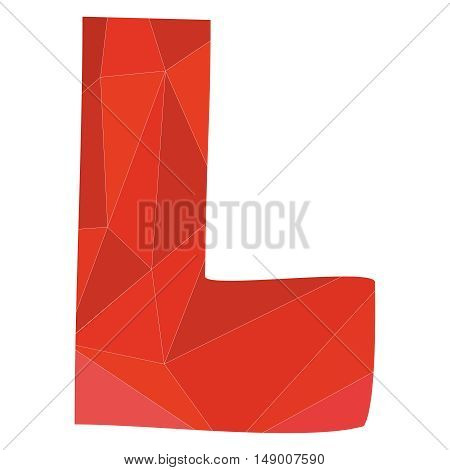 L red alphabet wrapping surface vector letter isolated on white background