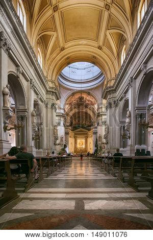 PALERMO, ITALY - JUNE 27, 2016: Interior of Metropolitan Cathedral of the Assumption of Virgin Mary is the cathedral church of the Roman Catholic Archdiocese of Palermo