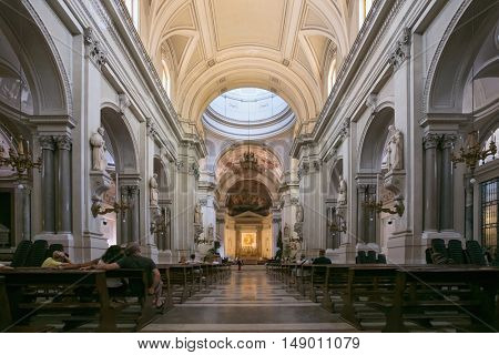 PALERMO, ITALY - JUNE 27, 2016: Interior of Metropolitan Cathedral of the Assumption of Virgin Mary is the cathedral church of the Roman Catholic Archdiocese of Palermo
