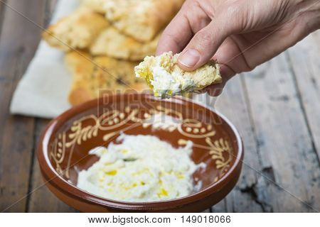 Barbari Or Persian Bread And Strained Yogurt