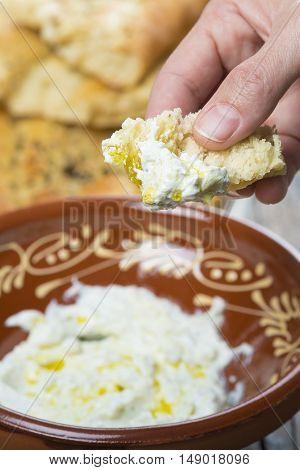 Barbari Or Persian Bread And Strained Yogurt