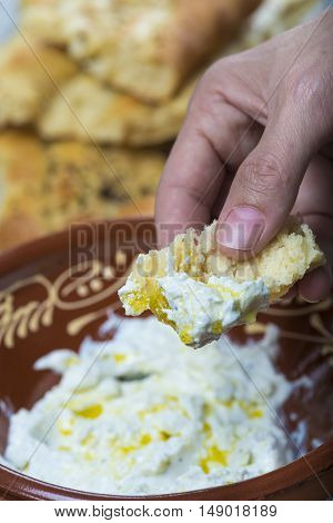 Barbari Or Persian Bread And Strained Yogurt