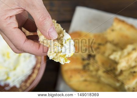 Barbari Or Persian Bread And Strained Yogurt
