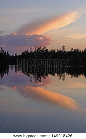 Unique Clouds at Sunset on Saganagons Lake in Quetico Provincial Park