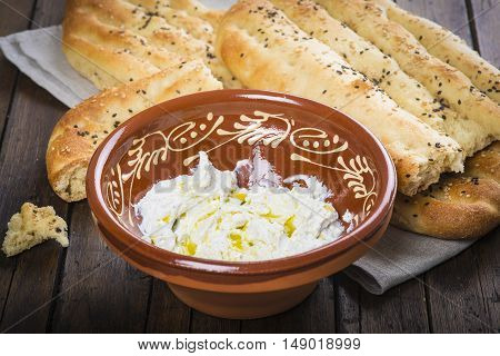 Barbari Or Persian Bread And Strained Yogurt