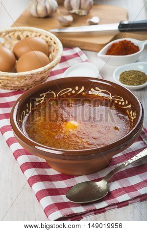 Castilian Or Garlic Soup With Eggs