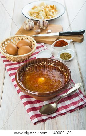 Castilian Or Garlic Soup With Eggs