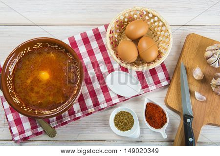 Castilian Or Garlic Soup With Eggs