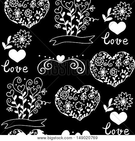 Hiqh quality pattern with hearts, flowers and other elemets