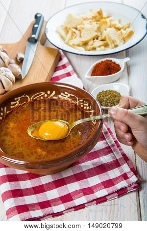 Castilian Or Garlic Soup With Eggs