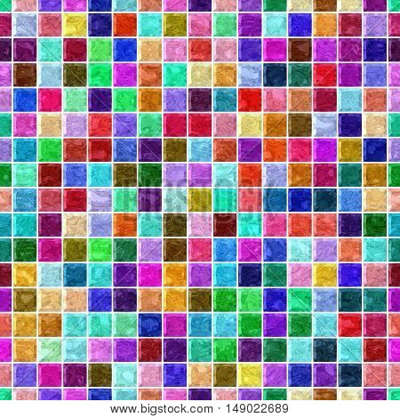 colorful marble square plastic stony mosaic seamless pattern texture background with white grout