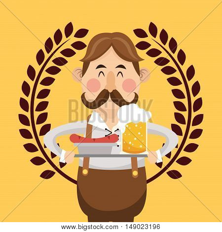 flat design germany oktoberfest beer emblem image vector illustration