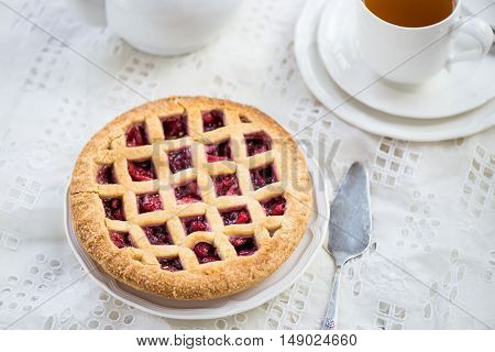 Apple, Strawberry And Blackberry Lattice Pie