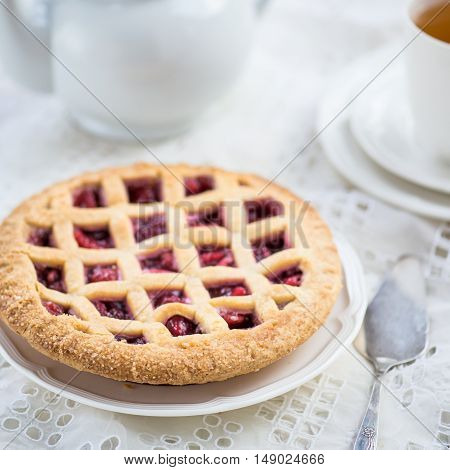 Apple, Strawberry And Blackberry Lattice Pie