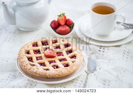 Apple, Strawberry And Blackberry Lattice Pie